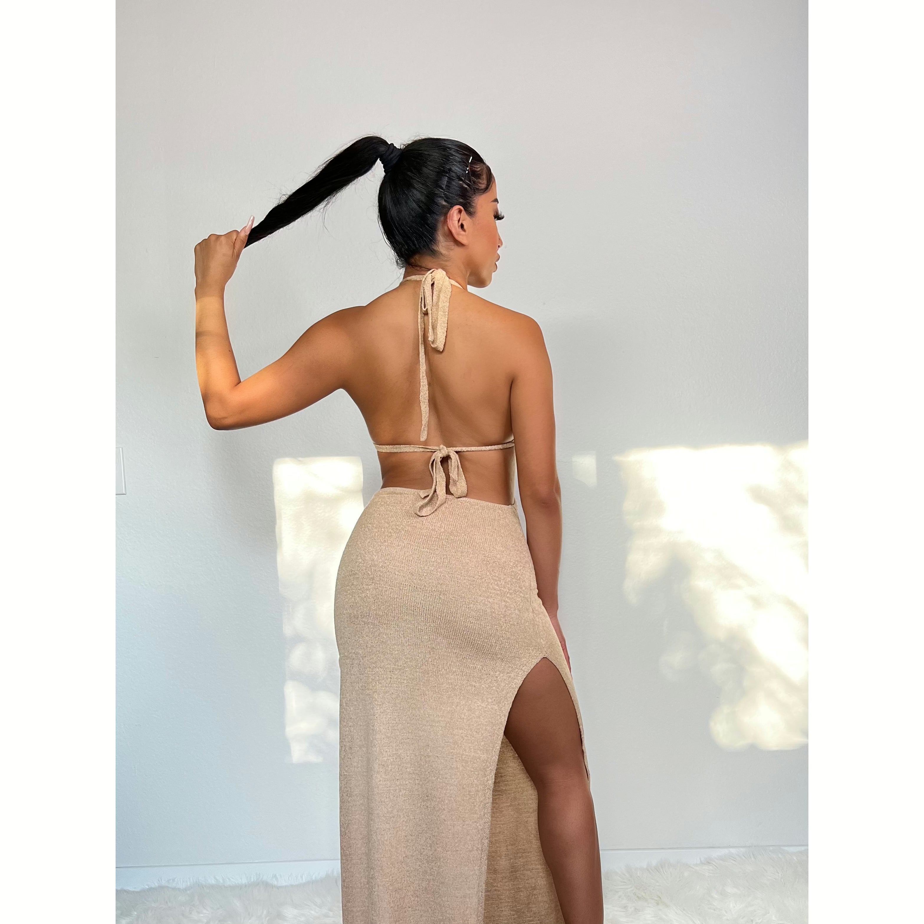 Beige Sexy Summer Dress Beige Sexy Summer Dress